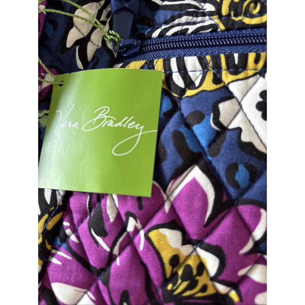 Vera Bradley African Violet Crescent Shoulder Bag Purse NWT New Purple Blue - Picture 4 of 11